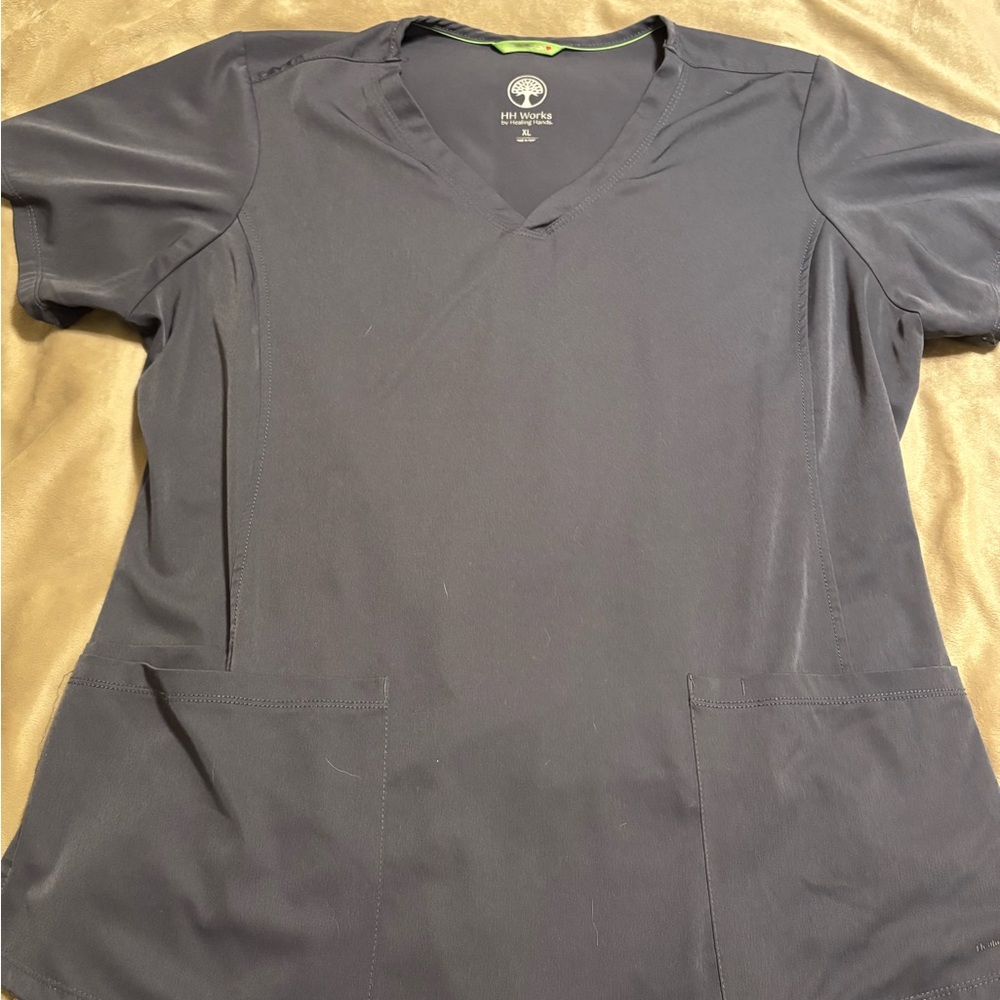 Healing Hands Gray V-Neck Scrub Top